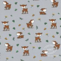 Cotton jersey fabric deers gray 149405