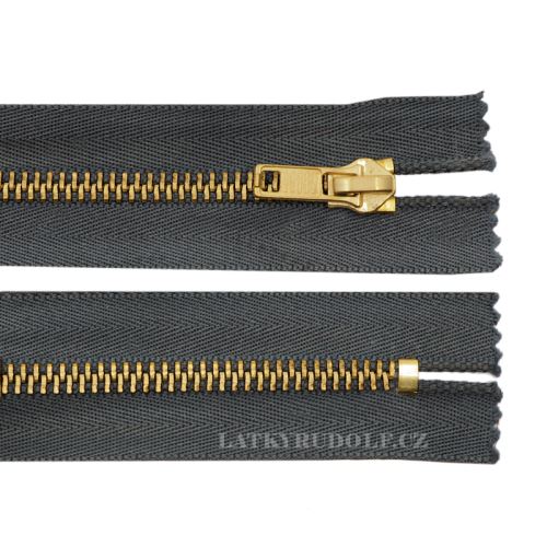 Zips mosadzný 6mm nedeliteľný 8cm 312L-tmavo šedá