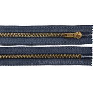 Zips mosadzný 6mm nedeliteľný riflový 14cm 455L- tmavý melír