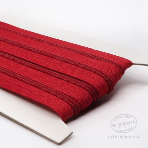Zip spirálový v metráži 3mm 148-červený, zesílený