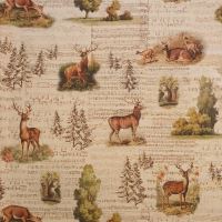 Hunting-themed fabric: stag and doe (digital print) 202551