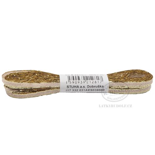 Stuha s metaloplastem Torsade, šíře 3mm, 038000-zlatá