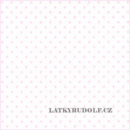 Látka Puntík 4mm růžový na bílé 102201