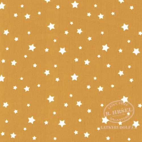 Látka Hvězdičky Zetoile na hořčicové 103133