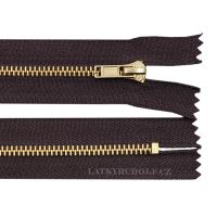 Zips mosadzný 4mm nedeliteľný riflový 16cm 304L-tmavo hnědá