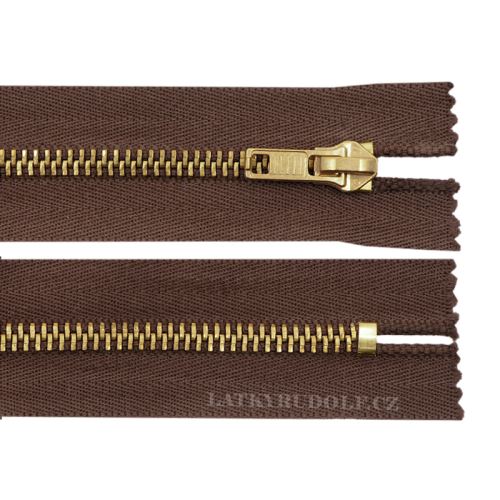 Zips mosadzný 6mm nedeliteľný 14cm 304L-tmavo hnedá