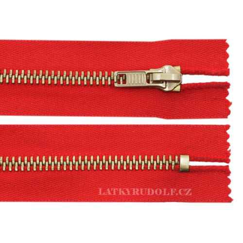 Zips mosadzný 6mm nedeliteľný 14cm 148L-červený