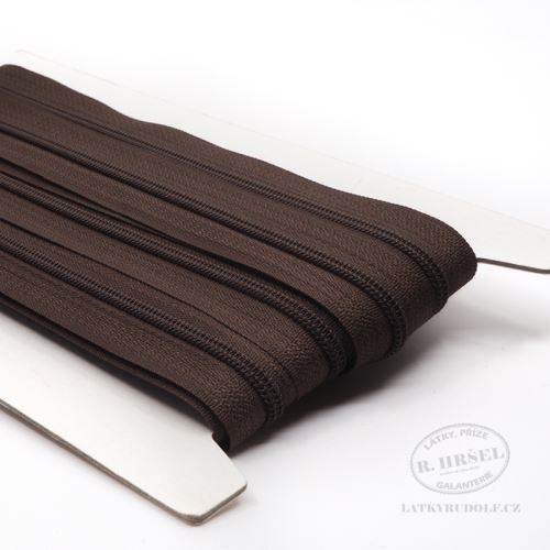 Zip spirálový v metráži 3mm 299-hnědý, zesílený
