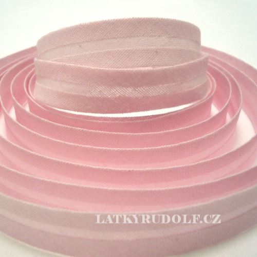 Šikmý proužek bavlněný 14mm světle růžový