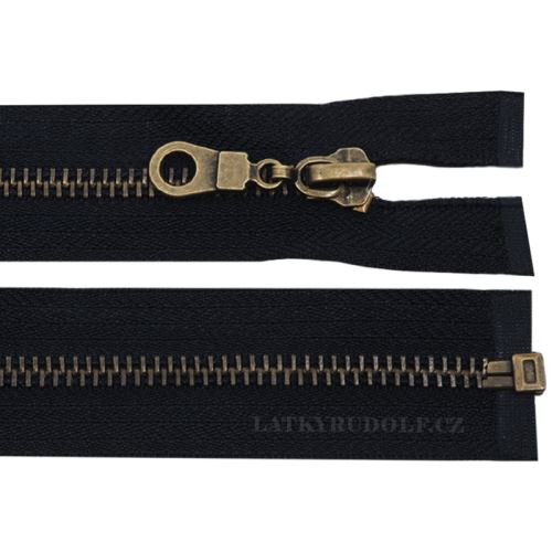 Zip staromosazný 6mm dělitelný 35cm 332L-černá