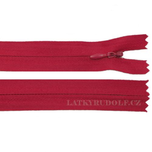Zip skrytý 3mm nedělitelný 22cm 148L-červená