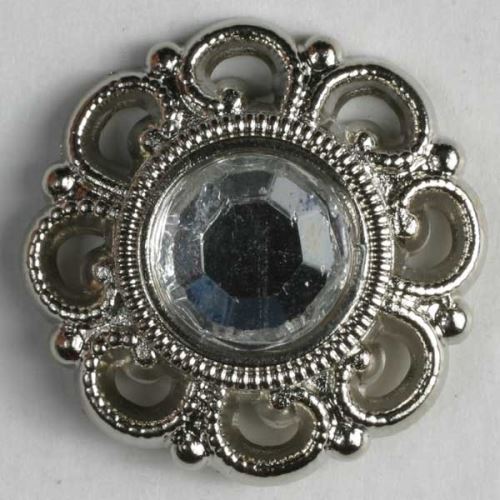Knoflík Dill 20mm stříbrný s kamenem 420028